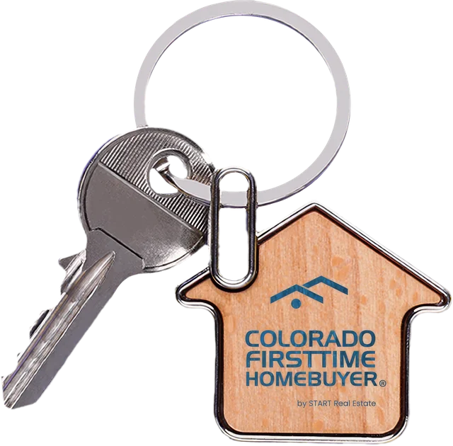 House keys on a Colorado First Time Homebuyer key ring